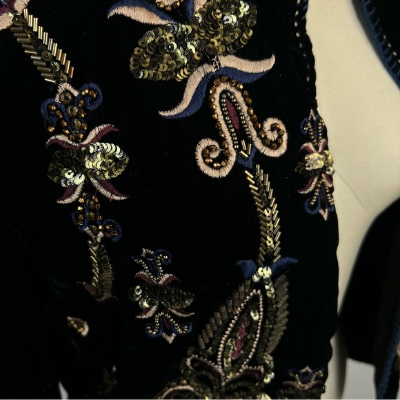ZARA Premium Velvet Embellished Bolero Jacket Sz M Black Rare Blogger Fav - Picture 9 of 10